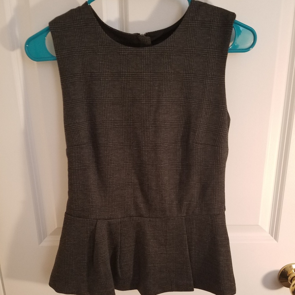 Gray Peplum Plaid Banana Republic Tank